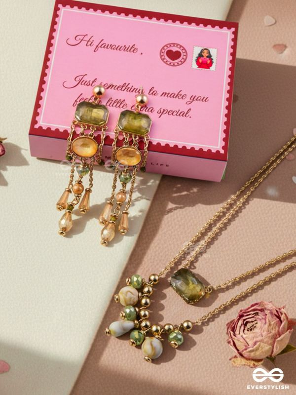THE MISSIE LIFE - MEADOW GLOW – STATEMENT EARRINGS & NECKLACE JEWELLERY SET