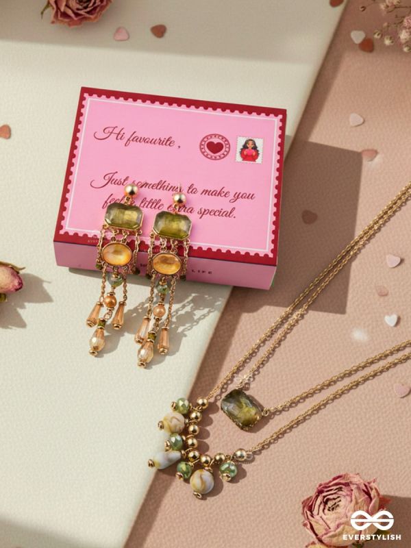 THE MISSIE LIFE - MEADOW GLOW – STATEMENT EARRINGS & NECKLACE JEWELLERY SET