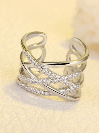 Ardent Crisscross Adjustable American Diamond Ring