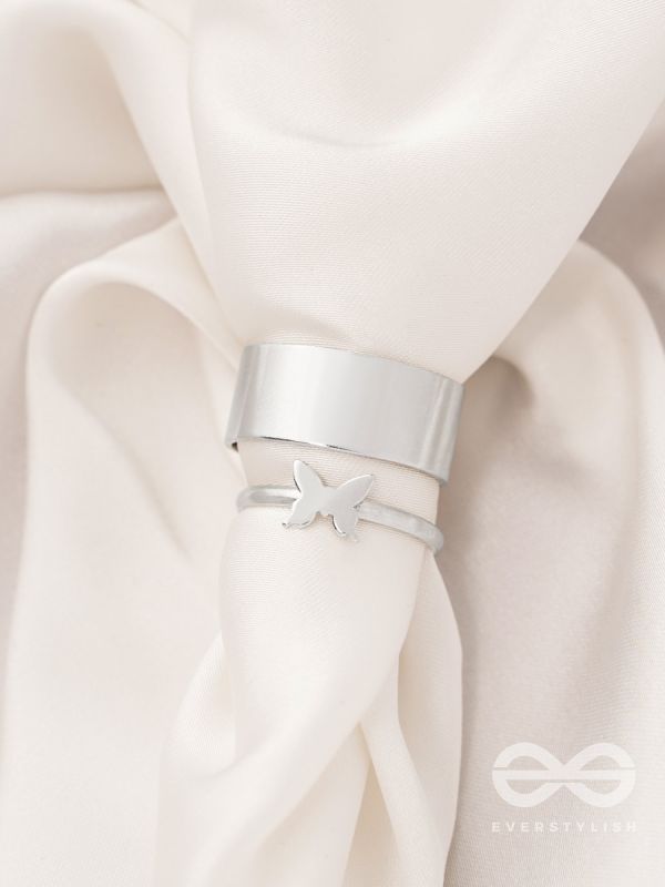 The Missing Moth- Set of Two Silver Rings