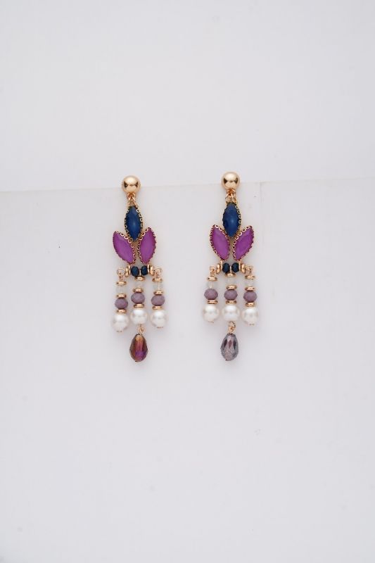 The Purple Heart- Golden Embellished Earrings