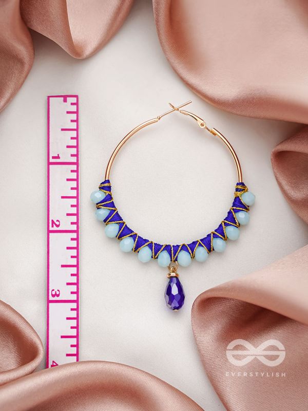 Half Moon Bay - Golden Embellished Earrings (Navy Blue)