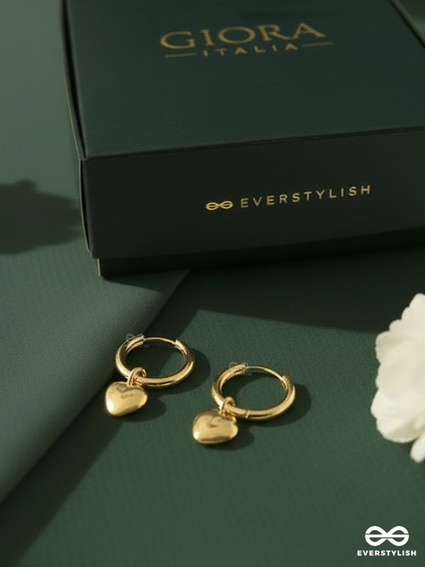 GIORA ITALIA - CUPID’S GOLD –   STAINLESS STEEL 18K GOLD PLATED ANTI-TARNISH HEART EARRINGS