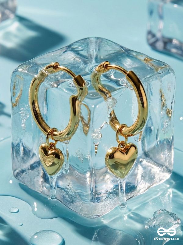 GIORA ITALIA - CUPID’S GOLD –   STAINLESS STEEL 18K GOLD PLATED ANTI-TARNISH HEART EARRINGS