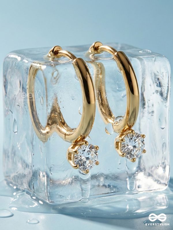 GIORA ITALIA - LUMI DROP – STAINLESS STEEL 18K GOLD PLATED ANTI-TARNISH DROP HOOPS EARRINGS