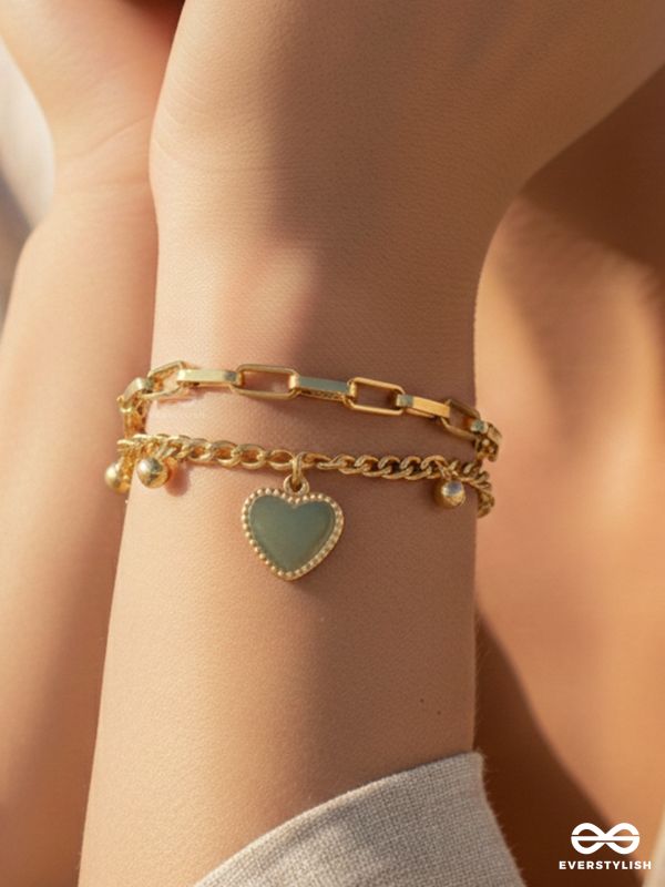 GIORA ITALIA - CUPID LINKS –  STAINLESS STEEL 18K GOLD PLATED ANTI-TARNISH HEART CHARM BRACELET 