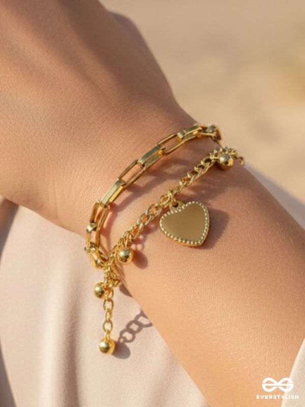 GIORA ITALIA - CUPID LINKS –  STAINLESS STEEL 18K GOLD PLATED ANTI-TARNISH HEART CHARM BRACELET 