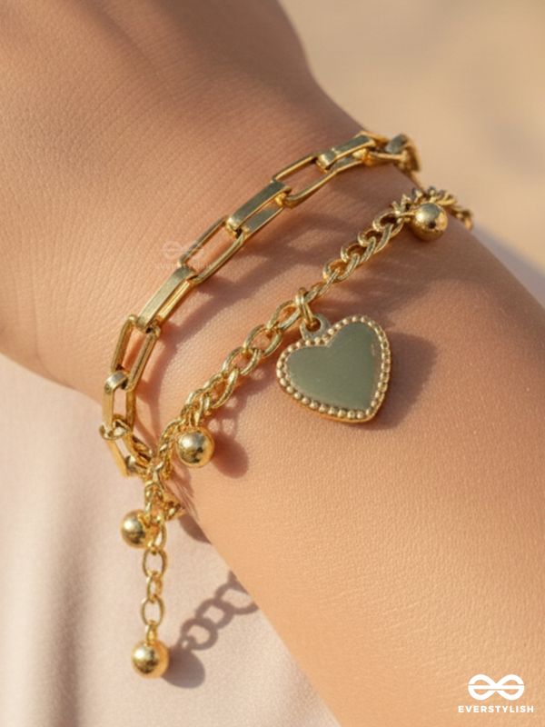 GIORA ITALIA - CUPID LINKS –  STAINLESS STEEL 18K GOLD PLATED ANTI-TARNISH HEART CHARM BRACELET 