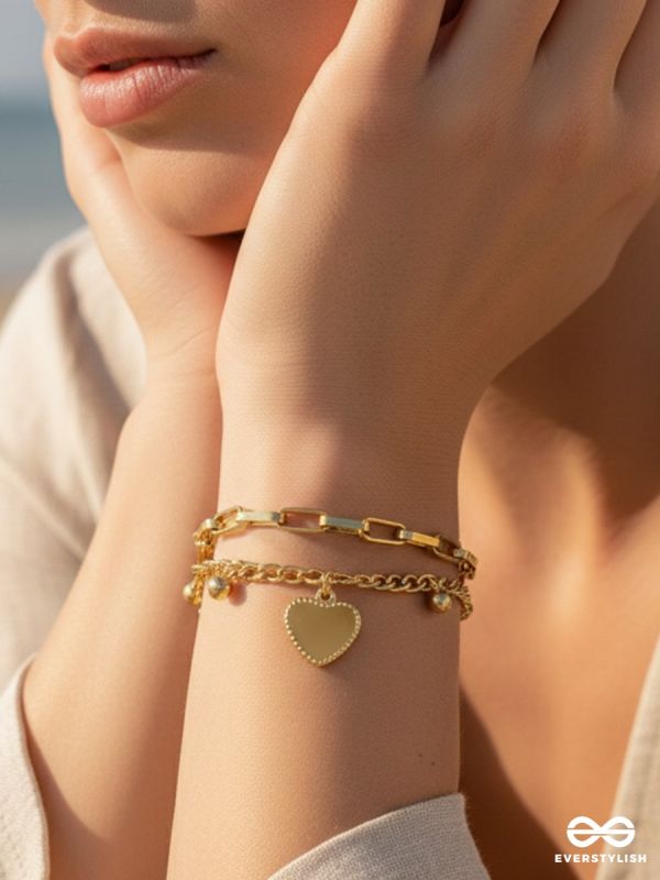 GIORA ITALIA - CUPID LINKS –  STAINLESS STEEL 18K GOLD PLATED ANTI-TARNISH HEART CHARM BRACELET 