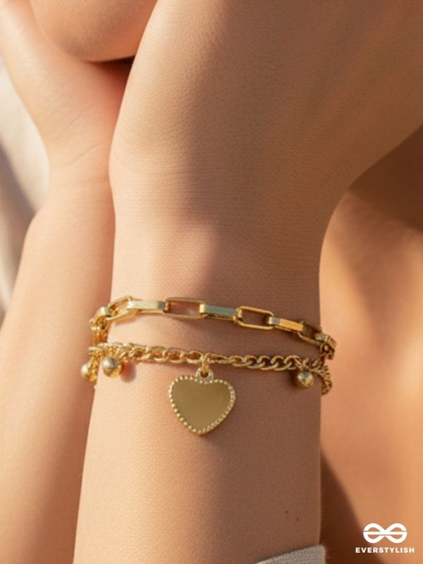 GIORA ITALIA - CUPID LINKS –  STAINLESS STEEL 18K GOLD PLATED ANTI-TARNISH HEART CHARM BRACELET 