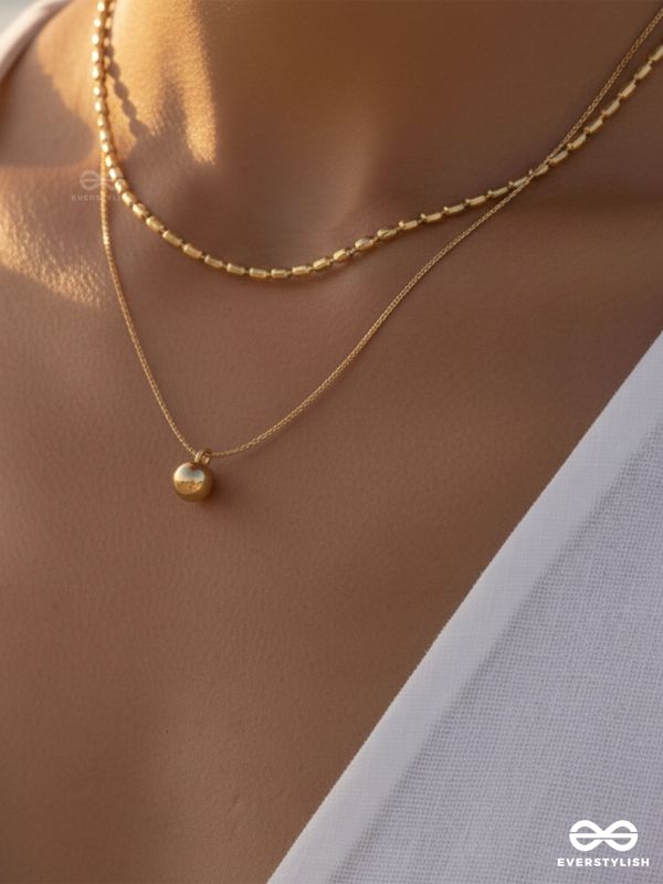 GIORA ITALIA - AURORA DROP-  STAINLESS STEEL 18K GOLD PLATED ANTI-TARNISH MINIMAL LAYERED NECKLACE 