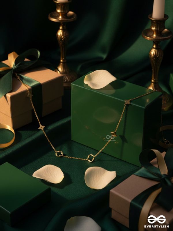 GOLDEN CHARM TRAIL – STAINLESS STEEL 18K GOLD PLATED ANTI-TARNISH MOTIF NECKLACE