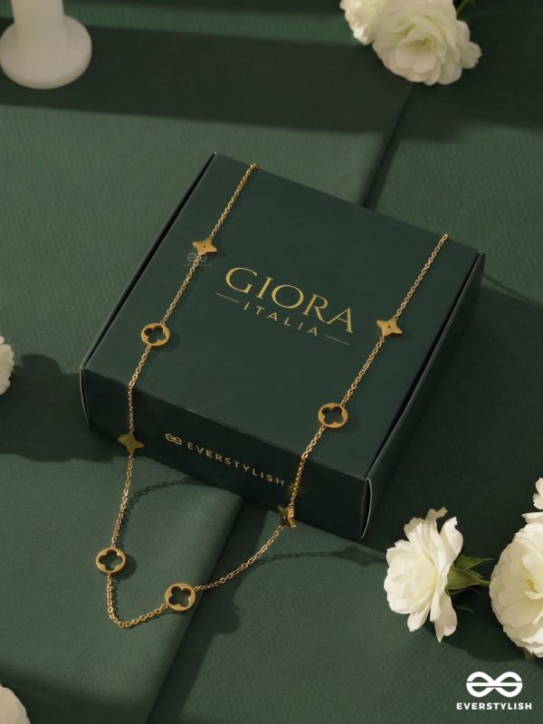 GOLDEN CHARM TRAIL – STAINLESS STEEL 18K GOLD PLATED ANTI-TARNISH MOTIF NECKLACE