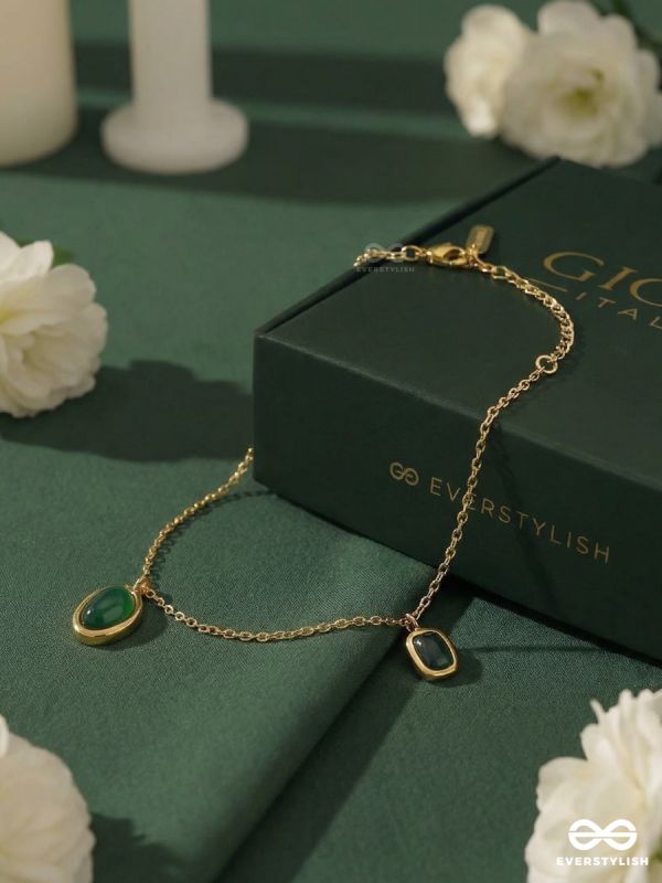 VELORA GREEN – STAINLESS STEEL 18K GOLD PLATED ANTI-TARNISH DELICATE GEM BRACELET