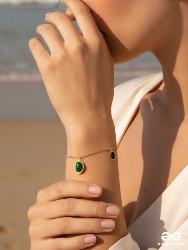 VELORA GREEN – STAINLESS STEEL 18K GOLD PLATED ANTI-TARNISH DELICATE GEM BRACELET