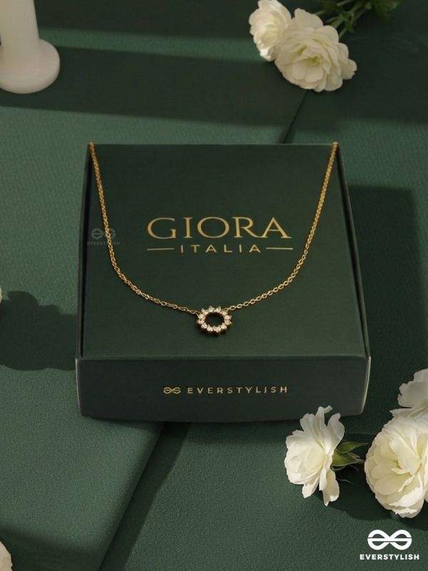 SOLARA RING – STAINLESS STEEL 18K GOLD PLATED ANTI-TARNISH CELESTIAL PENDANT NECKLACE