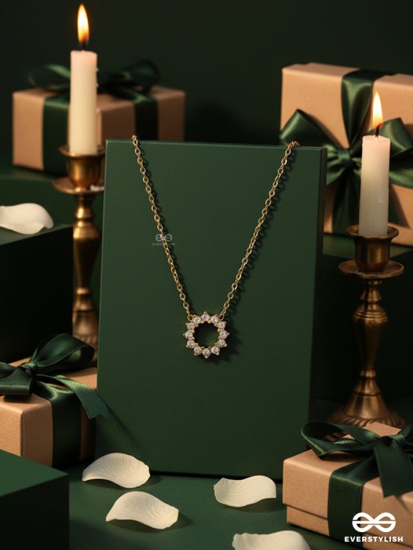 SOLARA RING – STAINLESS STEEL 18K GOLD PLATED ANTI-TARNISH CELESTIAL PENDANT NECKLACE