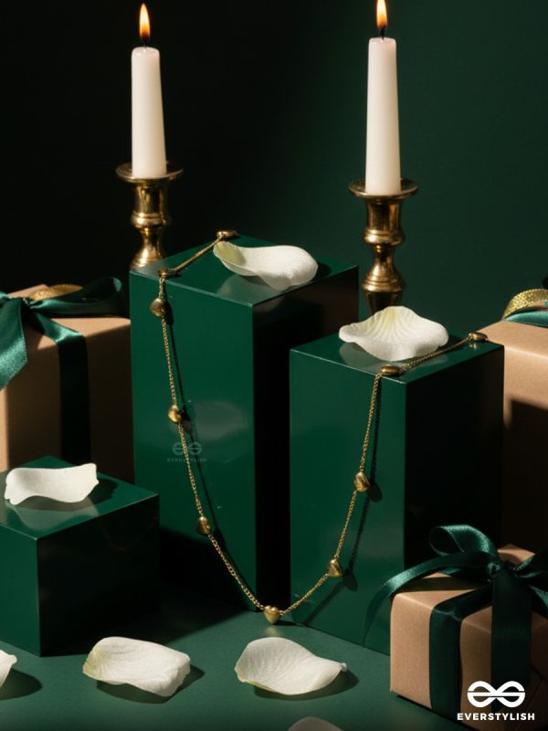 HEART PARADE – STAINLESS STEEL 18K GOLD PLATED ANTI-TARNISH HEART CHARM NECKLACE