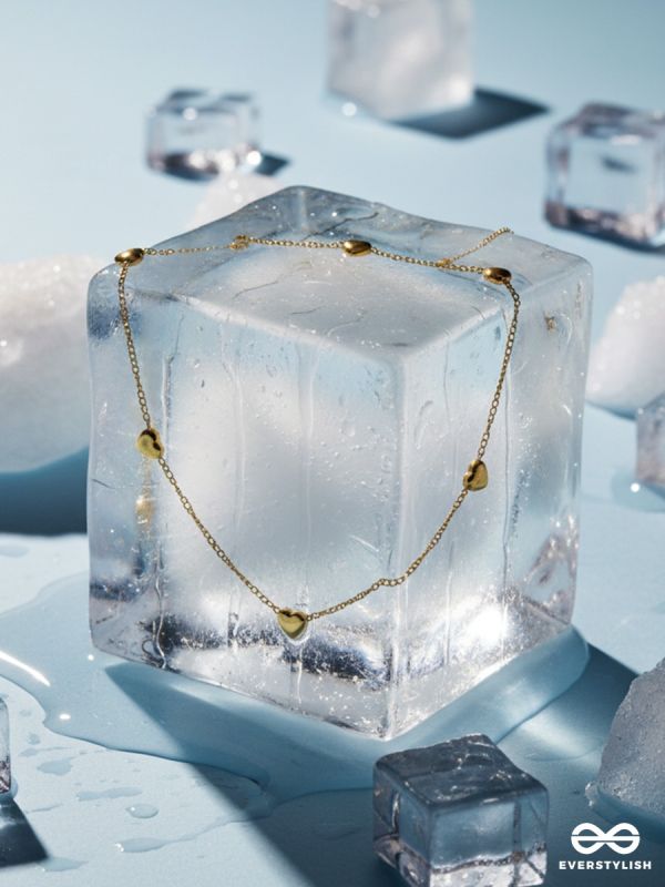 HEART PARADE – STAINLESS STEEL 18K GOLD PLATED ANTI-TARNISH HEART CHARM NECKLACE