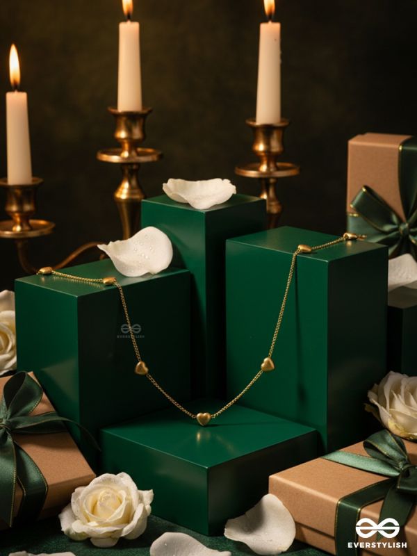 HEART PARADE – STAINLESS STEEL 18K GOLD PLATED ANTI-TARNISH HEART CHARM NECKLACE