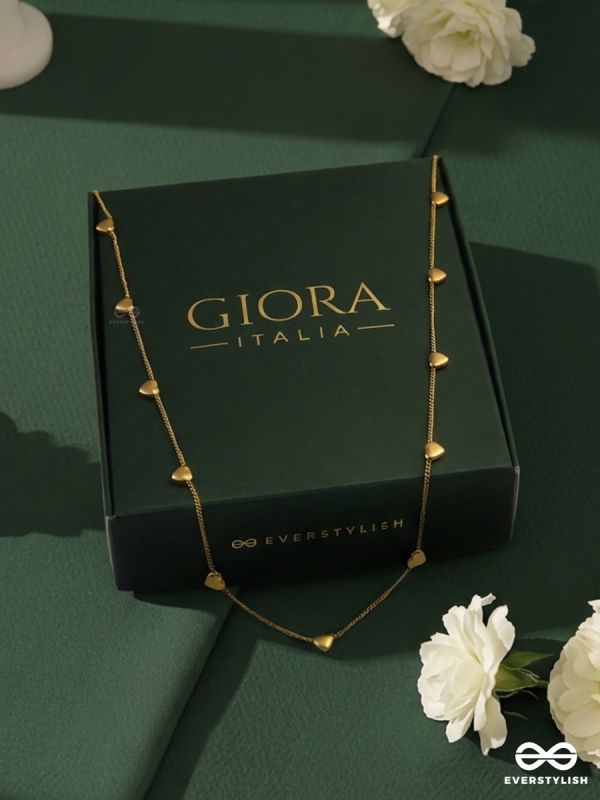 HEART PARADE – STAINLESS STEEL 18K GOLD PLATED ANTI-TARNISH HEART CHARM NECKLACE