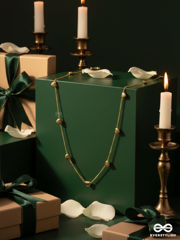 HEART PARADE – STAINLESS STEEL 18K GOLD PLATED ANTI-TARNISH HEART CHARM NECKLACE