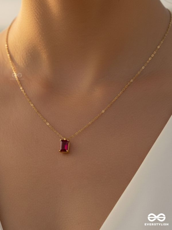 SCARLET MARK – STAINLESS STEEL 18K GOLD PLATED ANTI-TARNISH RED STONE PENDANT NECKLACE