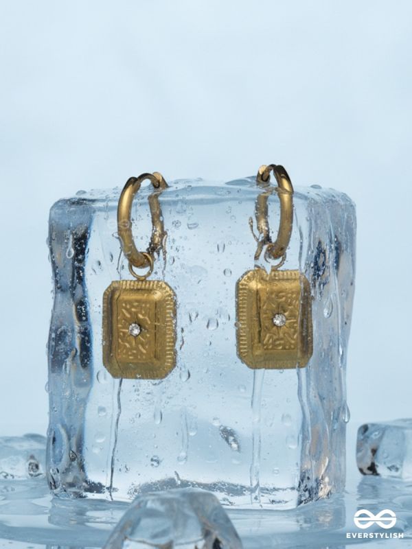 MONARCH TAG – STAINLESS STEEL 18K GOLD PLATED ANTI-TARNISH MINI HOOP DROP EARRINGS