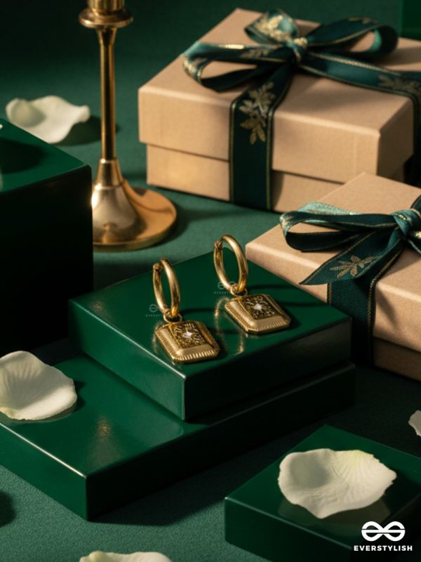 MONARCH TAG – STAINLESS STEEL 18K GOLD PLATED ANTI-TARNISH MINI HOOP DROP EARRINGS