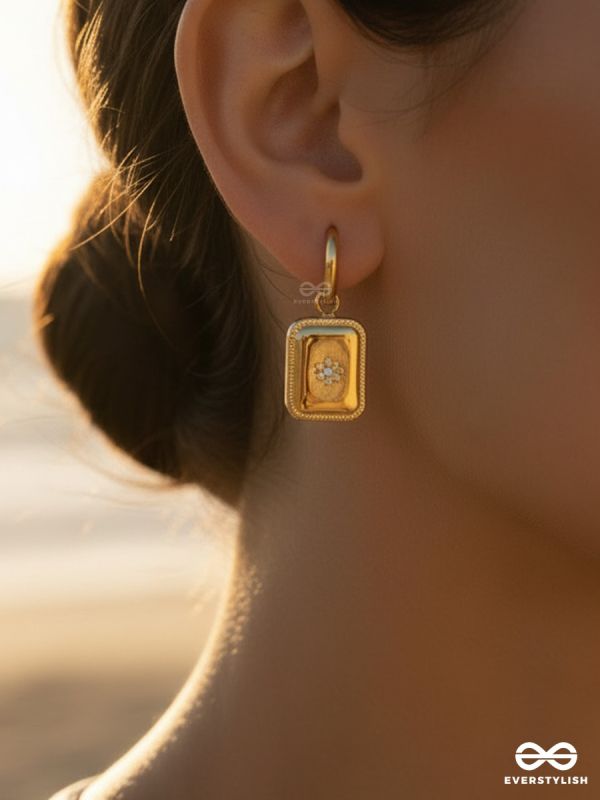 MONARCH TAG – STAINLESS STEEL 18K GOLD PLATED ANTI-TARNISH MINI HOOP DROP EARRINGS