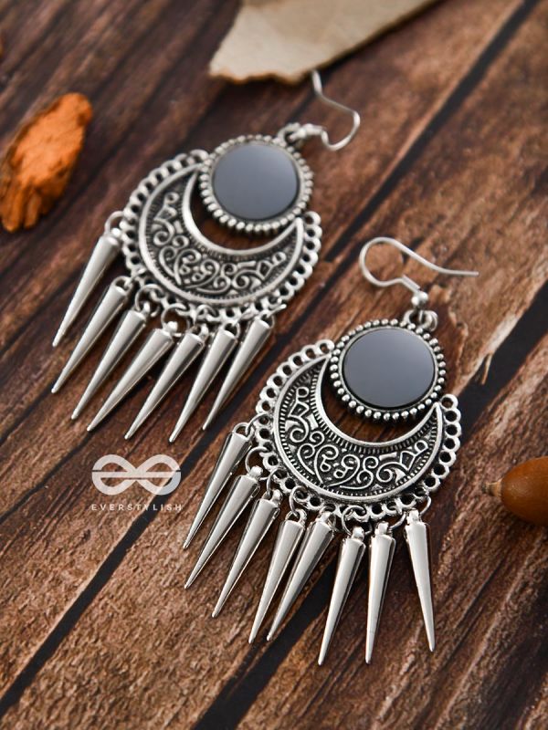 The Badass Mirror Motifs - Oxidised Boho Earrings