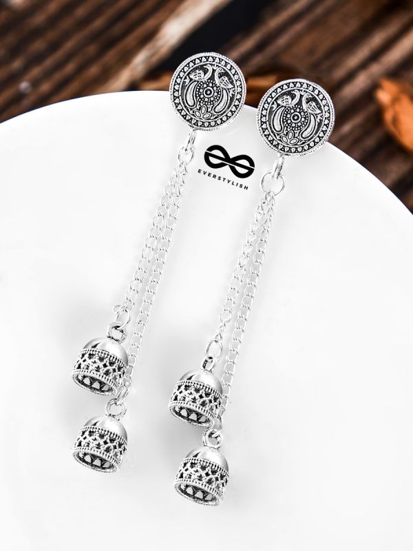 The Little Peacock Emblem Double Hanging Jhumkis
