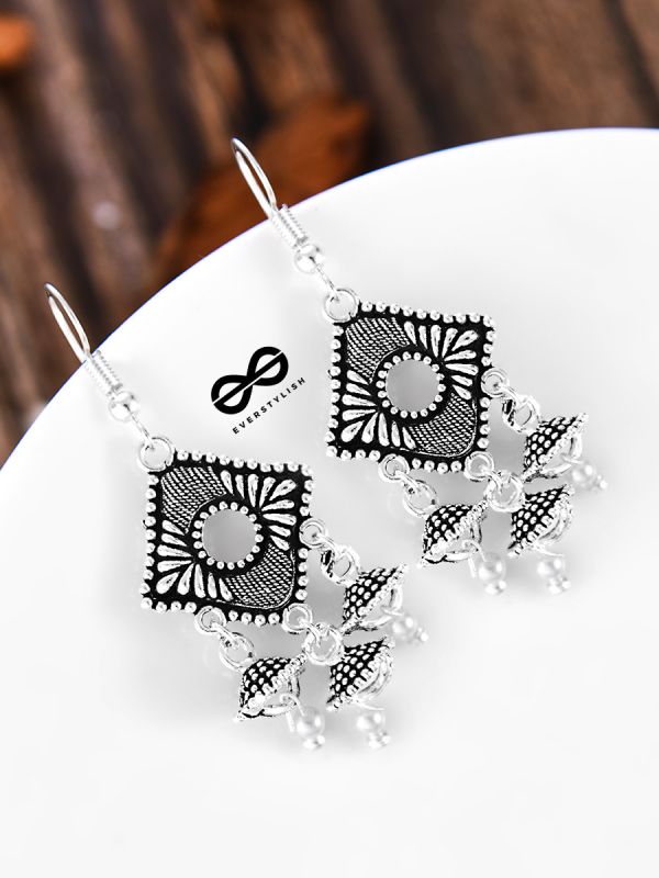 An intriguing Delight - Oxidised Boho Earrings