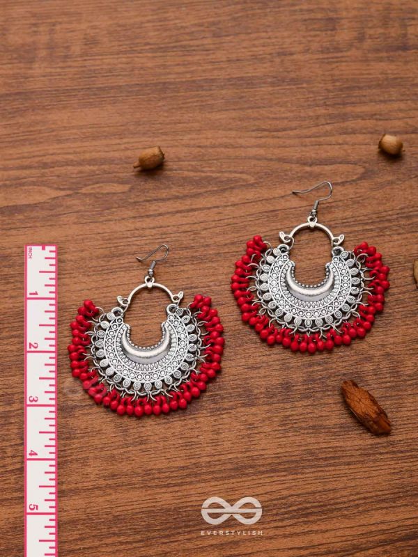 The Motif Moon Chandbali Earrings (Red) - The Boho Basics