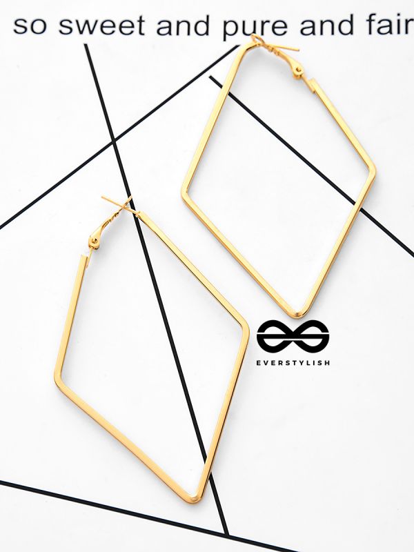 The Scintillating Slanting Hoops (Golden) - Casual Daily-Wear Earrings