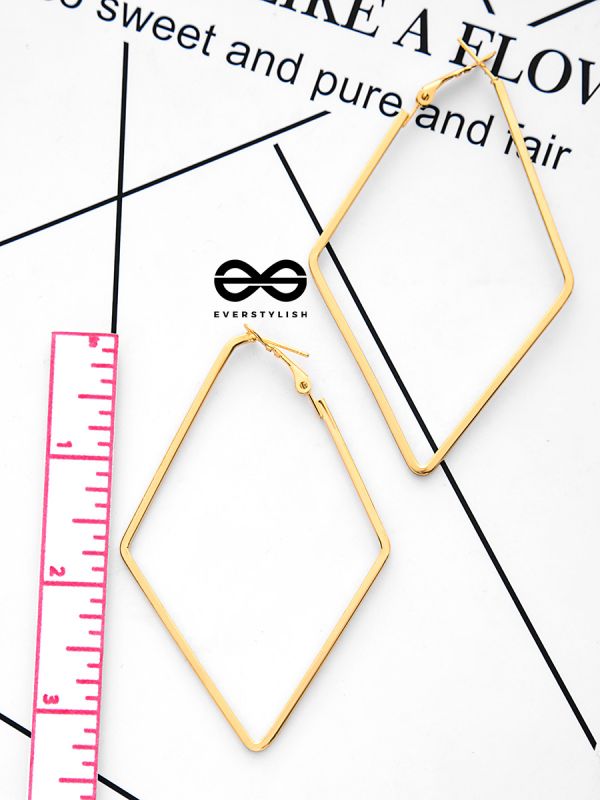The Scintillating Slanting Hoops (Golden) - Casual Daily-Wear Earrings