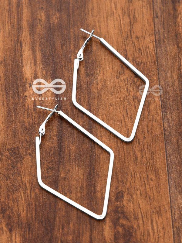 The Scintillating Slanting Hoops (Silver) - Casual Daily-Wear Earrings