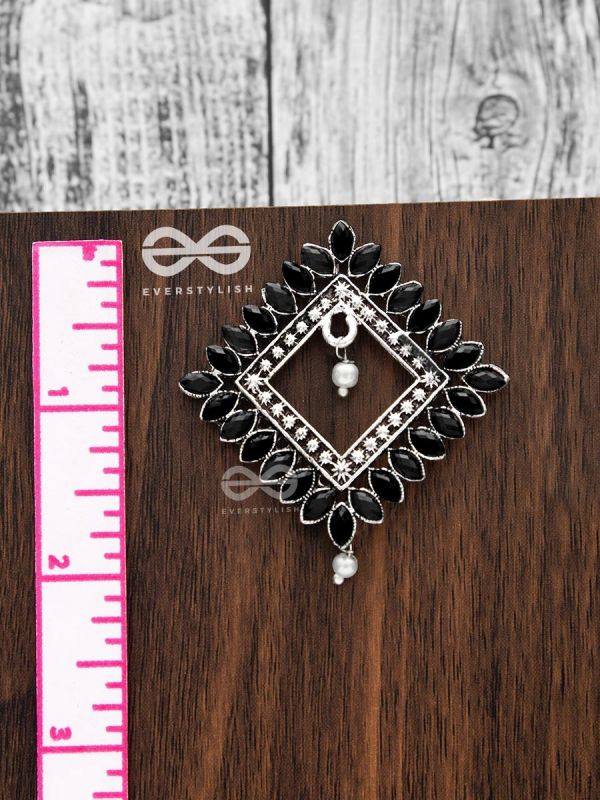The Elegance Squared Studs (Onyx Black)- Embellished Oxidised Collection