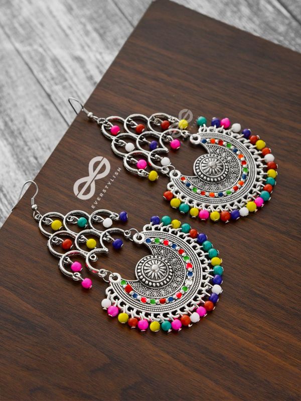 A Playful Splash of Colours - Oxidised Boho Danglers