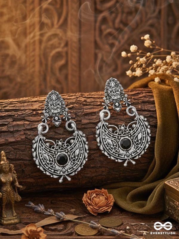 The Godly Artwork Danglers (Onyx Black) - Embellished Oxidised Collection