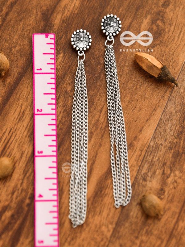 The Intricate Circles - Chain-Tasseled Boho Earrings