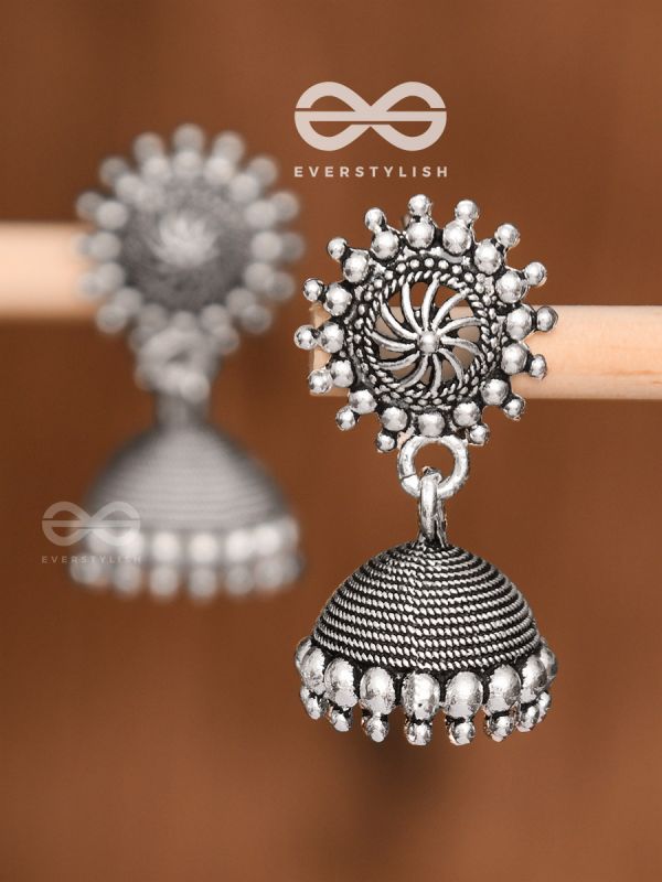 The Little Chakra Jhumkis - Oxidised Boho Earrings