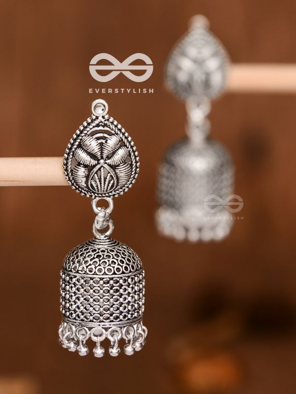 The Boho Chic Cylindrical Jhumkis - Oxidised Boho Earrings