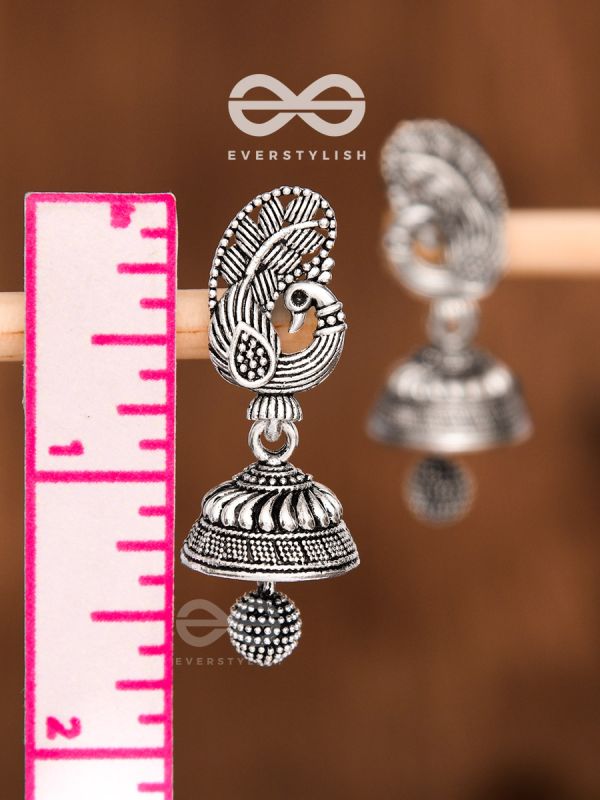 The Little Elegant Peacock Bell Jhumkis - Tiny Trinket Earrings
