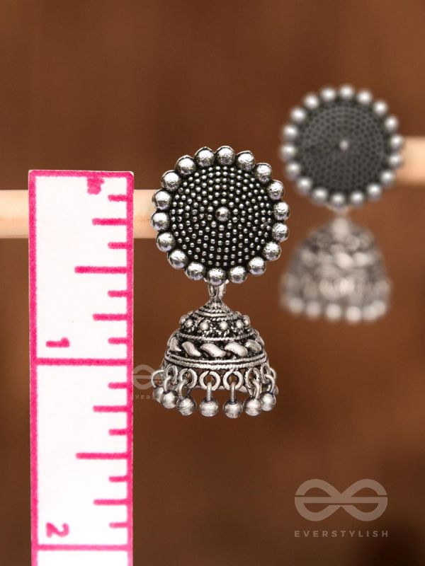 The Little Boho Button Jhumkis - Tiny Trinket Earrings