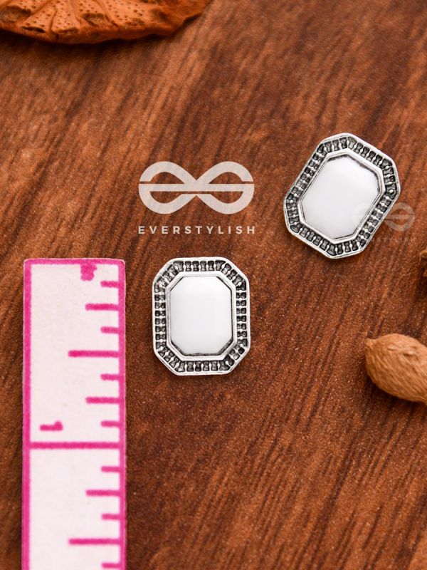 The Little White Button Studs - Tiny Trinket Earrings