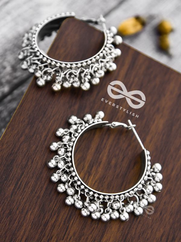 The Playful Elegance - Boho Hoop Earrings (Silver)