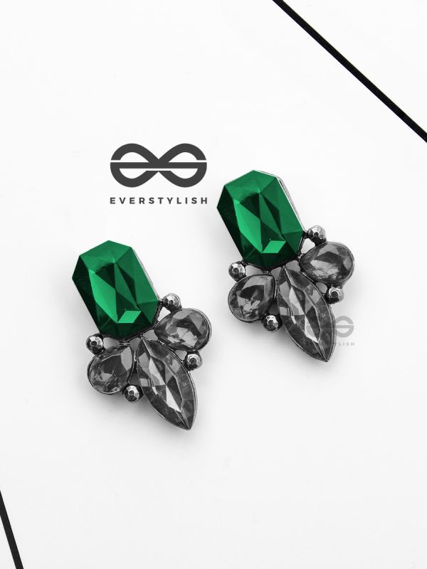 The Elegant Embellished Green Studs