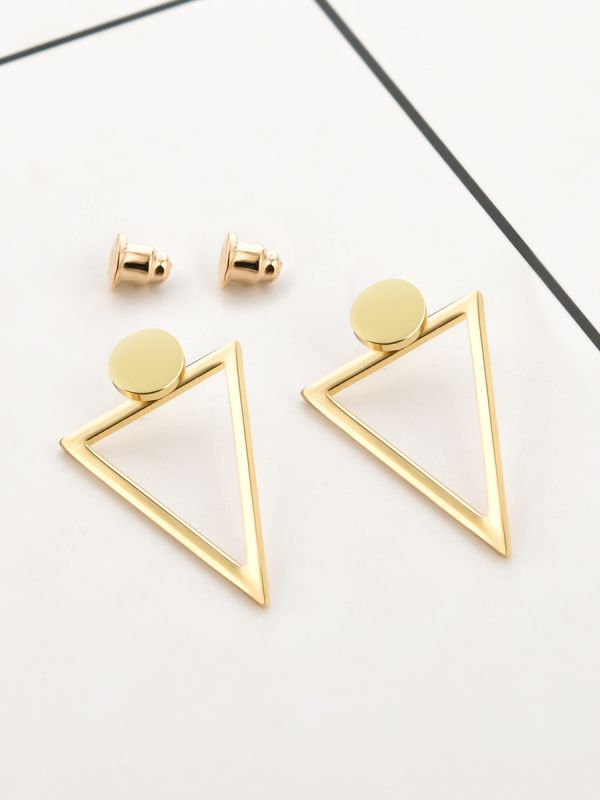 The Elegant Golden Triangle Ear Jackets 
