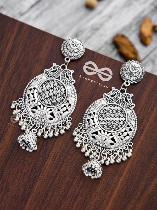 The Vintage Artsy Layered Jhumkis - Oxidised Boho Earrings